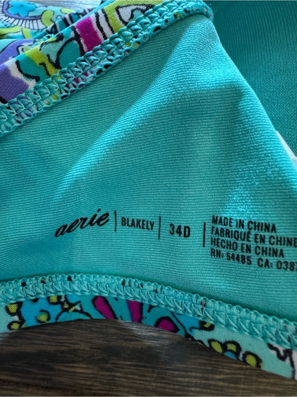 Aerie Turquoise Paisley Two-Piece Bikini Set 34D top small bottoms - Picture 4 of 6